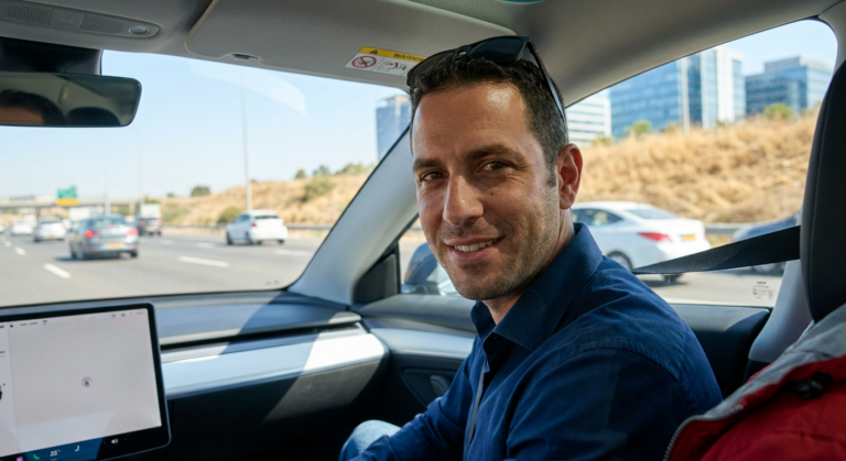 נהג המשתמש במערכת תצוגה עילית AR בכל הארץ.