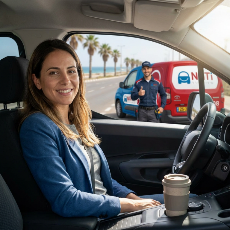 נהגת רגועה ברכבה לאחר קבלת שירות מנתי שירותי דרך בכל הארץ