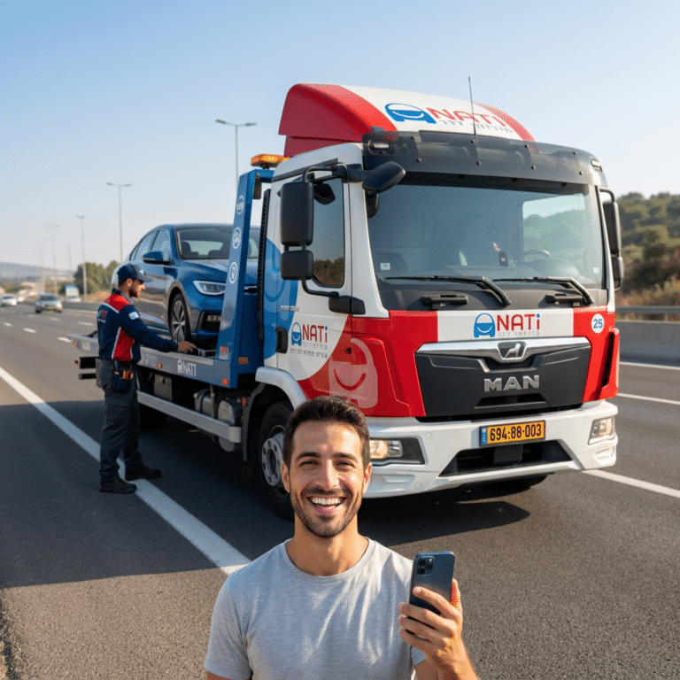 נהג רגוע לאחר הפעלת שירותי גרירה של ביטוח ישיר עם נתי שירותי דרך בכל הארץ.
