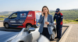נהגת רגועה לאחר הפעלת שירותי דרך איילון פנצ'ר עם נתי שירותי דרך בכל הארץ.
